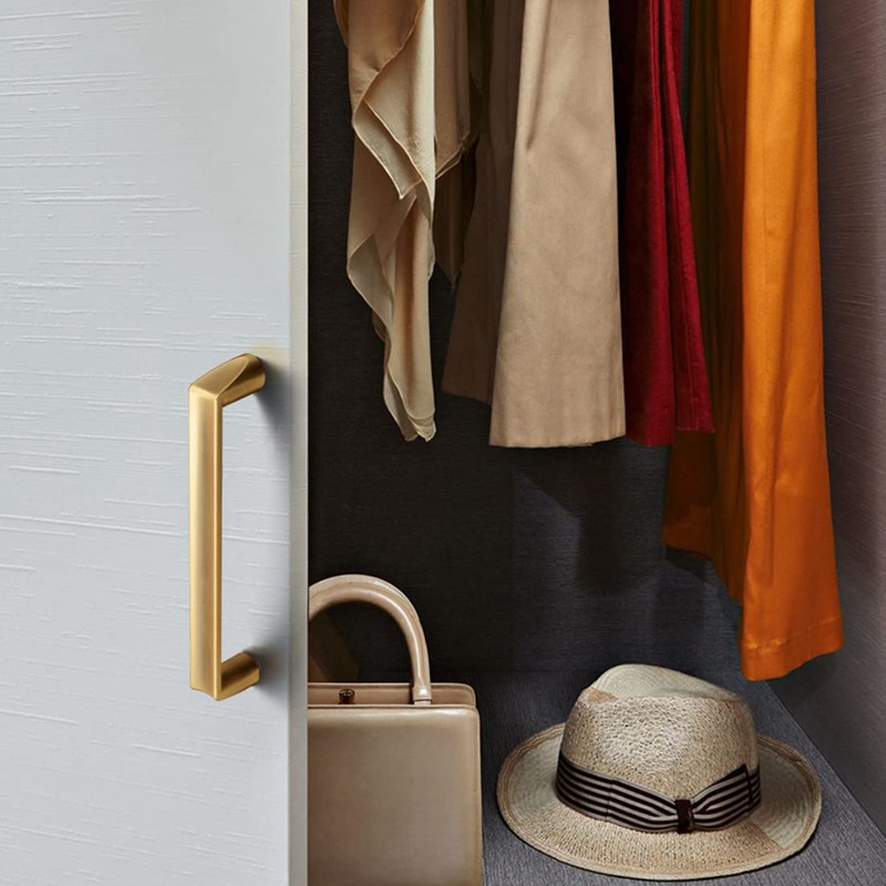 Myxekllo Gold Cabinet Drawer Pulls, 96mm Brushed Brass Pulls Handles