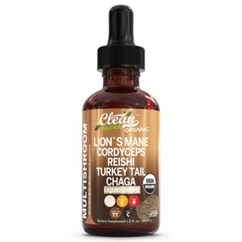 Organic Mushroom Supplement Liquid Drops | Lions Mane Turkey Tail Cordyceps Reishi Chaga Shitake Maitake Tremella Oyster Mushrooms Poria Enokitake:_1 Bottle