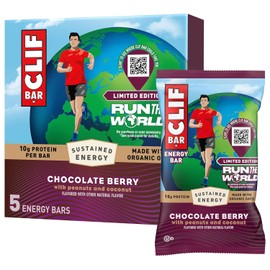 CLIF BAR – Energy Protein Bars – Limited Edition Run the World - Chocolate Berry - Made with Organic Oats - Energy Bars - Non-GMO (5 Pack)
