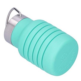 Botella de Agua de Silicona Plegable para Beber con Tapa de Acero Inoxidable para Viajes, Gimnasio, Niños, Niñas, Niños, Mujeres, Hombres, 550 Ml(Pino verde),Botellas