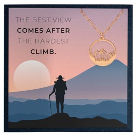 Memory Created Traveler's Necklace Gift Mountain Necklace Empowerment Necklace Mountain is Waiting Necklace Gift for Friend Waterproof Necklace Tarnish Resist Necklace