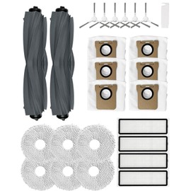 25Pcs Replacement Parts for Dreame L10s Ultra / L10 Ultra Robot Vacuum Cleaner,2 Main Roller Brush 6 Side Brushes 4 Hepa Filters 6 Mop Pads 6 Vacuum Bags 1Clean Tool
