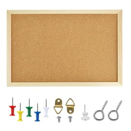 Cork Boards, Natural Cork Notice Board, Cork Wall Notice Board, Cork Board with Wooden Frame, 20 x 30 cm, Single Sided Cork Board, Cork Panels for the Wall, Ideal for Office, School, Bedroom and Home