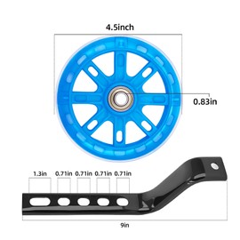 Training Wheels for 20 18 16 14 12 Inch Bike, Bicycle Training Wheels for Kids, Suitable Single Speed Bike with Adjustable Axle Extenders Bolt, Blue