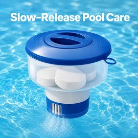 Floating Pool Chlorine Tablet Dispenser for Water Care – Adjustable Chemical Floater for Pools, Spas & Hot Tubs