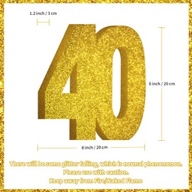 40th Birthday Decorations for Men and Women,40th Anniversary Decorations,Gold Glitter 40th Birthday Party Centerpieces for Table Decorations,40 Table Topper Decor