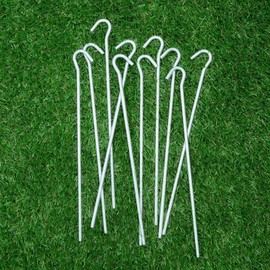 Invero Pack of 10 Heavy-Duty Metal Camping Tent Pegs - 9-Inch Strong Steel Rust Free Hooks - Ideal for Tents, Garden Fences and Netting, Gazebos, Seasonal Decoration and more
