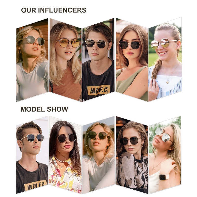 SOJOS SJ1137 Designer Round Rectangular Sunglasses Flat Mirrored Lens Metal