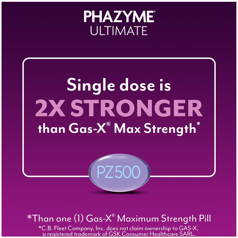 Phazyme Ultimate Strength Anti-Gas 500 mg Simethicone Gas Relief for