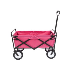 MacSports Heavy Duty Steel Frame Collapsible Folding 150 Pound Capacity Outdoor Camping Garden Utility Wagon Yard Cart, Pink