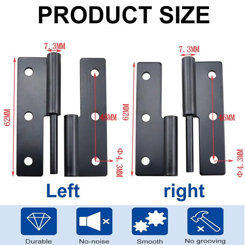 QOOWFEANIG 4 Pairs Black Lift-Off Hinges 2.5ins Stainless Steel Hinges