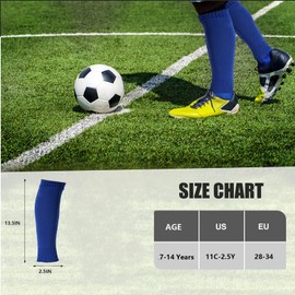 ZXOLDZX 2 Set Kids Grip Soccer Socks with Shin Guard Sleeves Non Slip Soccer Leg Sleeve Socks for Boys Girls(US, Age, 7 Years, 14 Years, 2 Set White)