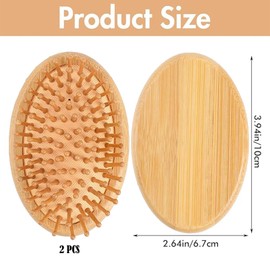 2 Pcs Natural Wooden Massage Hair Comb Without Handle - Portable Mini Scalp Detangling Hairbrush - Tuck Comb for Hair Growth - Paddle Brush for Straight Curl Hair