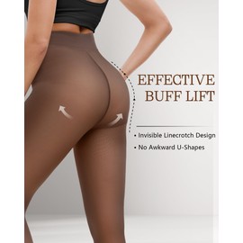 HONGTEYA 2 Pairs Fleece Lined Tights Women - Warm Sheer Pantyhose Fake Translucent Tights Winter Thermal Leggings