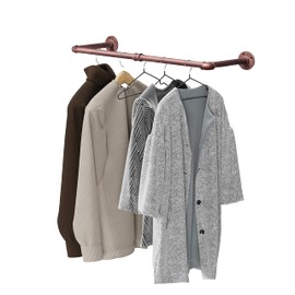 HOEMLIM Industrial Pipe Clothing Rack Wall Mounted Clothes Rack Heavy Duty Space-Saving Garment Bar Rack Detachable Multi-Purpose Hanging Rod,24 inch(Red Bronze)