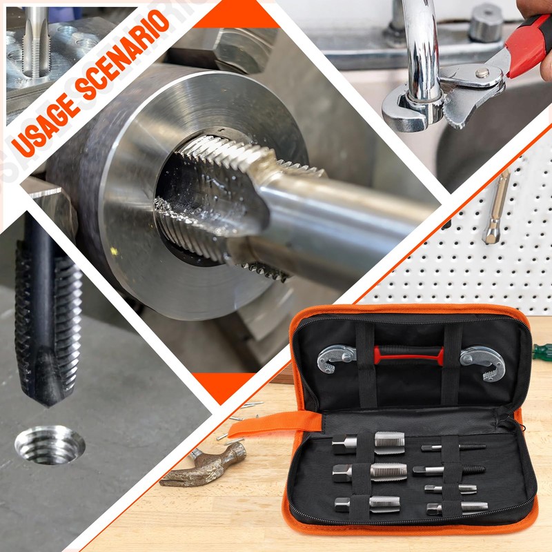 8 Piece NPT Pipe Tap Set (1/8" to 3/4") with
