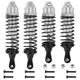 OGUNKE RC 4PCS Aluminum Front & Rear RC Shocks for 1/10 RC Truck Traxxas Slash 2WD/4x4 shocks Rustler 4X4 shocks Stampede 4X4 shocks Hoss 4X4 Replace 5862 (Silver)