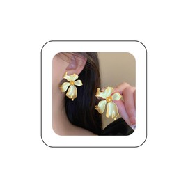 Inilbran Boho Exaggerate Flower Stud Earrings Vintage Flower Petal Earrings Gold Floral Flower Earrings Irregular Flower Lily Petal Earrings Jewelry for Women