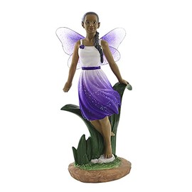 United Treasures Ebony 9.5" Fairy Flying in Purple Figurine, Hand-Painted Resin Collectible