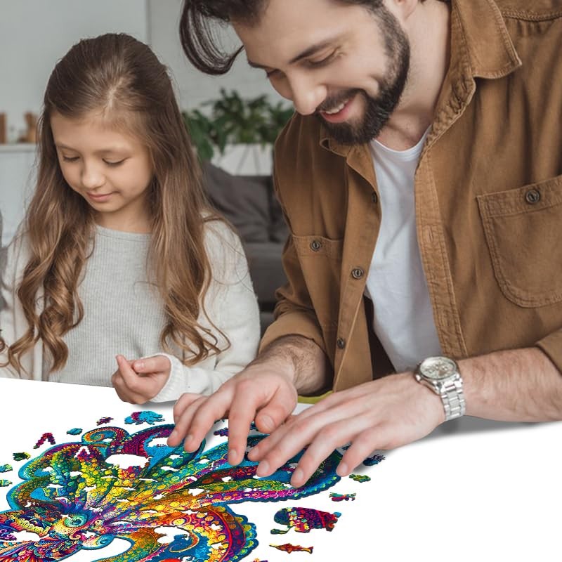 Mys Aurora Unique Wooden Jigsaw Puzzles - Agate Octopus, 300
