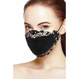 Handmade LACE FACE MASK  Reuseable Face Cover  Polyester Face Cover - Black