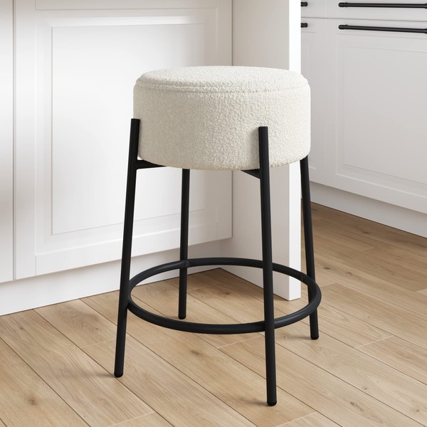 Nathan James Isaac 24" Modern Backless Bar Stool with Round