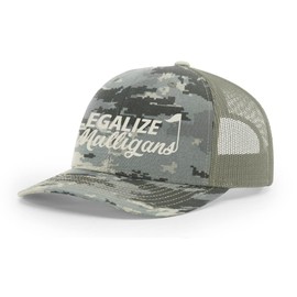 Trenz Shirt Company Funny Golf Legalize Mulligans Men's Embroidered Mesh Back Trucker Hat-Digi Camo/Light Green