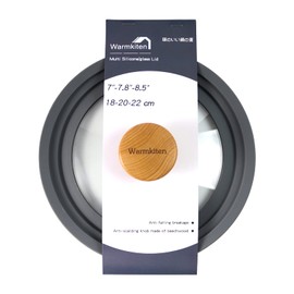 Universal glass Lid for Pots,Pans and Skillets fits all 7",7.8" and 8.5" Diameter Cookware,Tempered Glass with Silicone Rim,Heat Resistant Knob Made of Beechwood, Multi-Size Cover,Gray