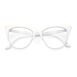 SA106 Womens High Point Squared Half Rim Look Cat Eye Glasses White