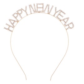 Apone Fatu Diadema de Año Nuevo, tiara de Año Nuevo, para mujer, brillantes diamantes de imitación, accesorio para el pelo (dorado)