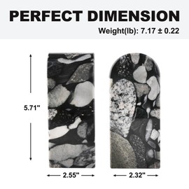 Koville Luxury Marble Bookends for Shelves, Decorative Stone Book Ends, 7lbs Heavy-Duty Marble Book Holders, Bookshelf Apartment Decor for Normal Books/CD/Video Games