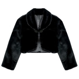 SK Studio Girls Faux Fur Wraps Shawl Girl Bolero Shrug Accessories Party Dress Up Jacket Black