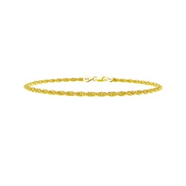 nometo 925 Sterling Silver Rope Bracelet Lobster Clasp 2mm 18k Gold Over Rope Bracelet for Women Diamond (6.5)