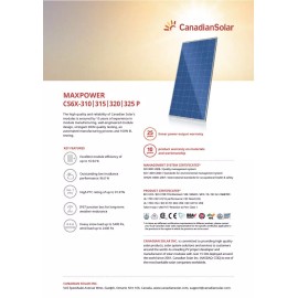 Canadian Solar 1-325W POLY SOLAR PANEL CANADIAN MADE PANEL UL LISTED GRID TIE / ONLY 104 TO GO