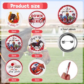 12 Pcs Kentucky Derby Badges Round Horse Racing Sign Pins Run for The Roses Button Brooch for Men Women Equestrian Decoration Clothing Bag Backpack Hat Accessories Kentucky Derby Party Favors