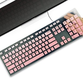 YongMai Keyboard Covers for Dell KM636 KB216 Wireless Wired Keyboards, Dell Optiplex 5250 3050 3240 5460 7450 7050/Dell Inspiron AIO 3475 3670 3477 Silicone Desktop Computer Keyboard Skins (Pink)