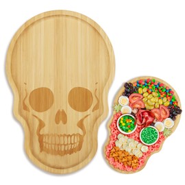 Jiulory Skull Aperitif Board Unique Bamboo Charcuterie Cheese Cutting Board with Spooky Skeleton Design Ideal Decorative Serving Platter Tray for Mothers' Day Easter