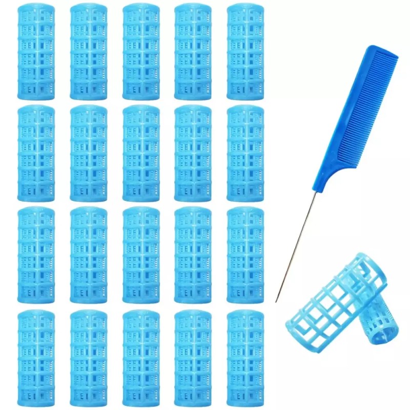 Ulifebetter 20팩 스냅 헤어 롤러 플라스틱 세트 0.98인치/2.5cm 무열 스냅온