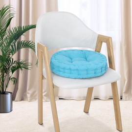 HomeMiYN Round Seat Cushions, EPE Foam Filled Indoor Chair Pad Cushions for Home, Office, Dining, Kitchen, Blue, 15.7'' x 15.7''