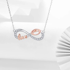 CRWENG Infinity Necklace for Women 925 Sterling Silver Infinity Pendant Necklace with Football/Basketball/Rugby Love Necklace Jewellery Gift for Wife (rugby)