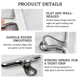 Stainless Steel Sealing Clips, Pack of 12 Metal Clips for Food Packaging, 76mm & 120mm Bag Sealing Clips, Ideal for Bags, Photos, Kitchen & Office