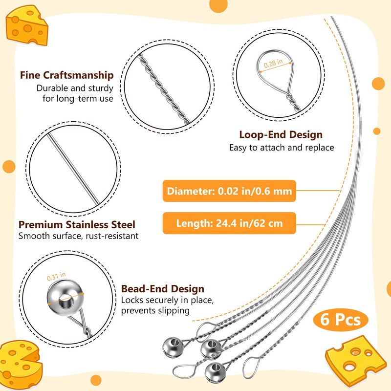 Cheese Cutting Wires Compatible with Boska Cheese Commander Pro/Pro+,6 Pc
