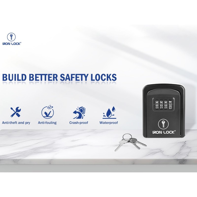 Iron Lock® Key Lock Box Wall Mount – Waterproof Heavy