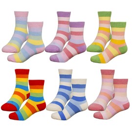 Hzcojulo Kids Toddler Big Little Girls Fashion Cotton Crew Cute Fun Socks -6 Pairs Gift Set,Multicolor-NoV,Shoe Size 10.5-13 Little Kid(5-7 Years/M)
