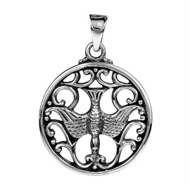 AeraVida Gentle Dove Holy Spirit .925 Sterling Silver Pendant | Holy Spirit Pendant | Holy Dove Charm | Religious Pendant Charms | Silver Handmade Pendant
