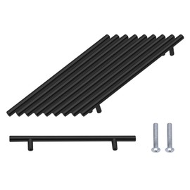 SPDYCESS 10 Pack T Bar Handle, Brushed Cabinet Door Handles Hardware Stainless Steel for Kitchen Cupboards Drawer Furniture Pull Handles Hole Centers 160mm Black
