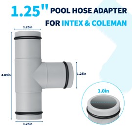 T Joint Pool Hose Connector, 1.25 Inch Pool Hose Adapter for Intex Swimming Pool Sand Filter Pumps Parts and Accessories,3 Heads1-1/4 Inch T Splitter Hose Adapter Coupling with O-Rings for Intex Hoses
