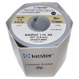 Kester 24-6337-8800 50 Activated Rosin Cored Wire Solder Roll, 245 No-Clean, 63/37 Alloy, 0.031" Diameter
