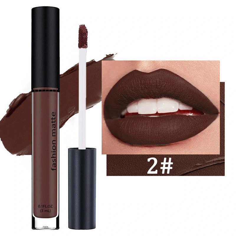 Matte Dark Brown Liquid Lipstick for Women - Long Lasting,