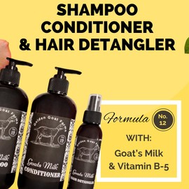 Golden Goat Farms Black Fig & Honey Scented Shampoo Conditioner and Hair Detangler Set with Goat Milk, 16 Oz